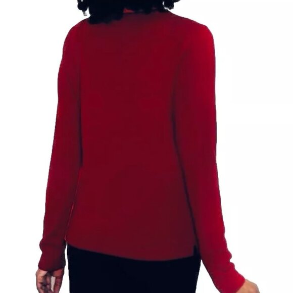 NWT Mario Serrani Women's Crew Neck Cashmere Sweater Red Size XL $100 11HL337 - Picture 3 of 3